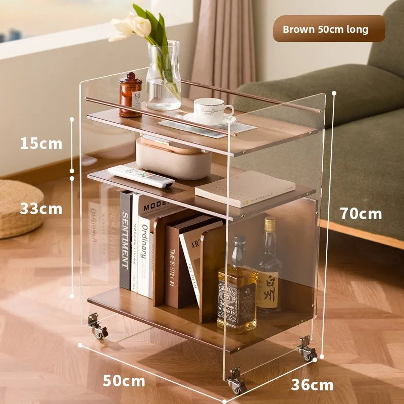 Creative sofa side table bedside shelf trolley simple ins movable small apartment coffee table