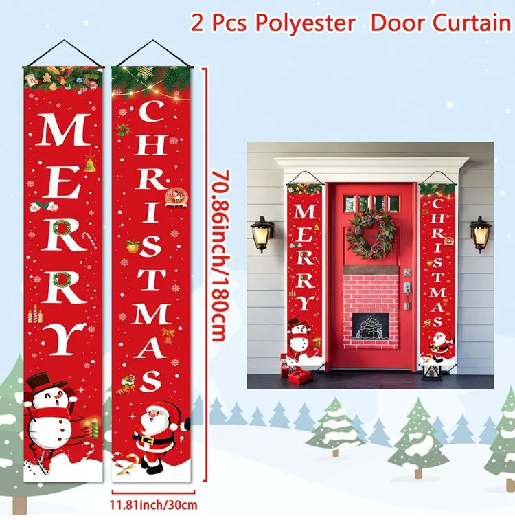Christmas Hanging Door Banner Merry Christmas Decoration for Home 2025 Xmas Door Decor Navidad Notal Noel Ornament New Year 2026