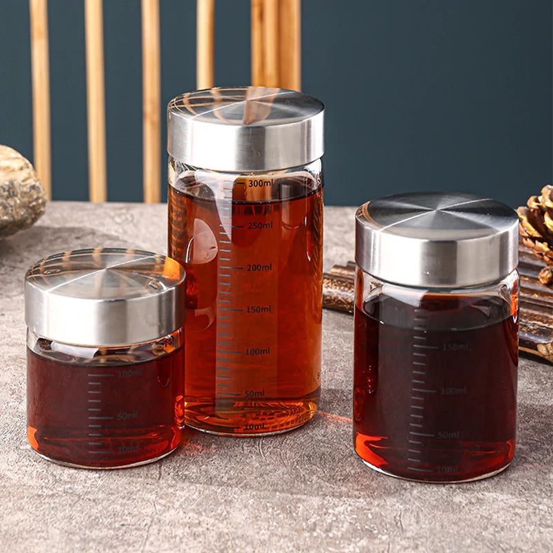 Glass Storage Jar with Lid and Scale