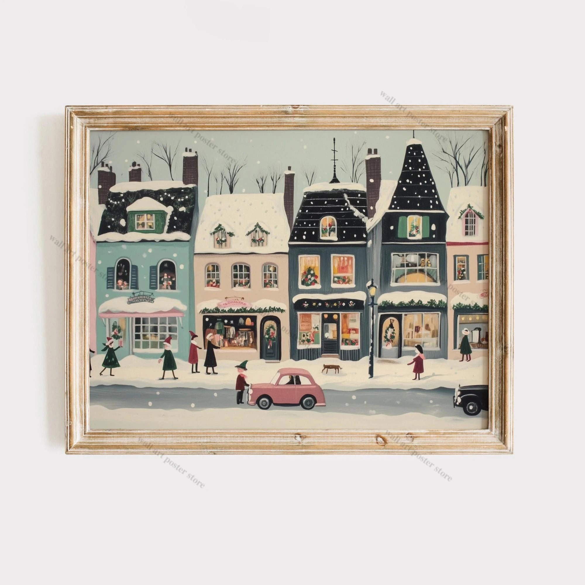 Winter Town Holiday Printable Wall Art