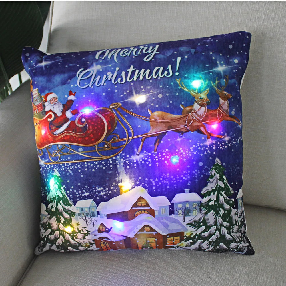 Christmas Decoration LED Pillowcase 45cm Pillow Cushion Cover with Lights New Year Decor Christmas Decorations for Home