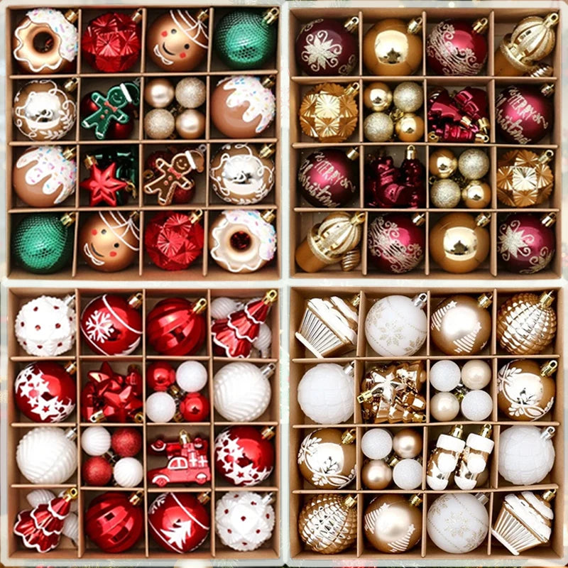 New Festivel Painted Shatterproof Christmas Balls Set For Christmas Tree DIY Decorative Ornaments New Year Santa Home Decor gift