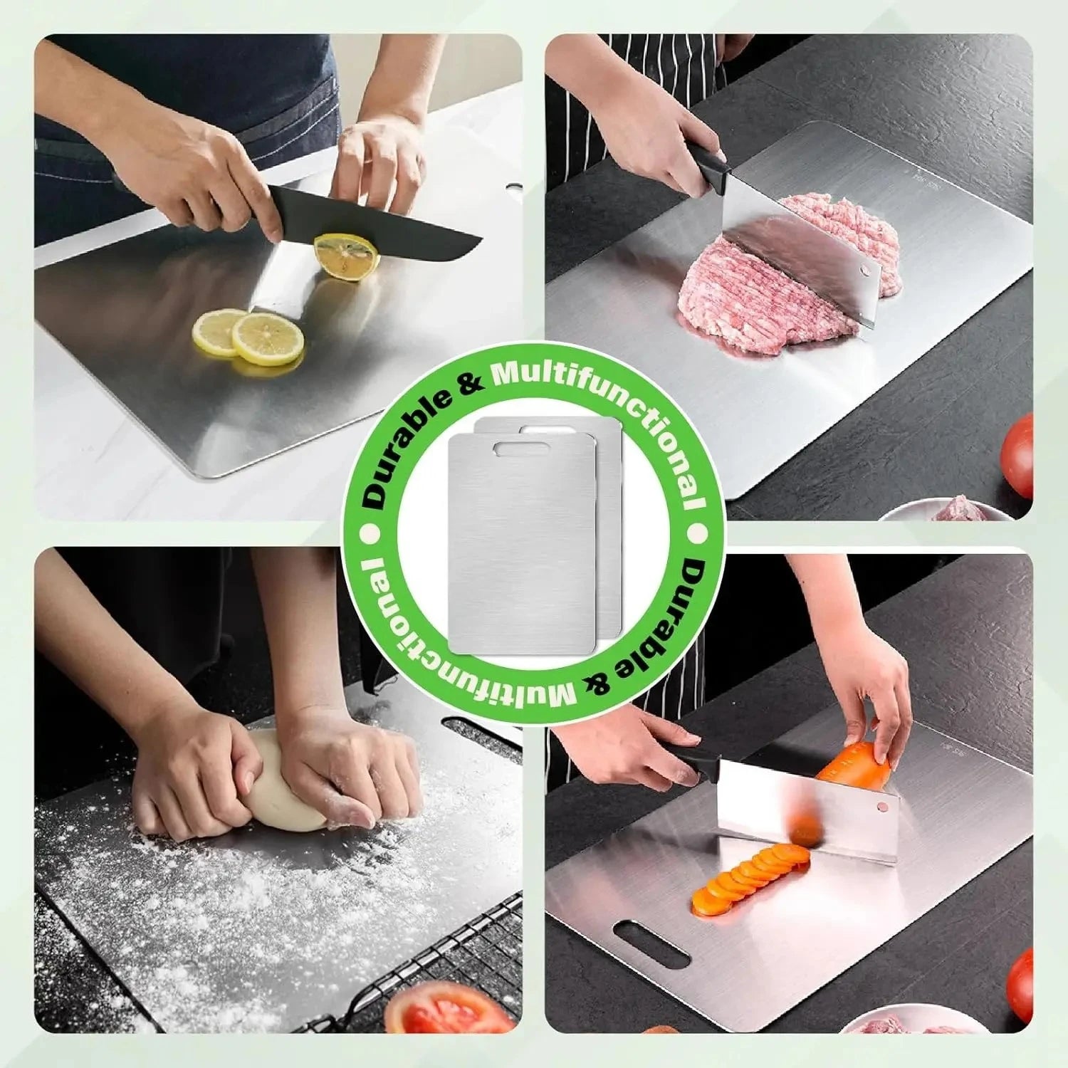 Stainless Steel Panel and Chopping Board Kitchen Household Thickened Double Sided Cutting Board Block Kneading Dough Board