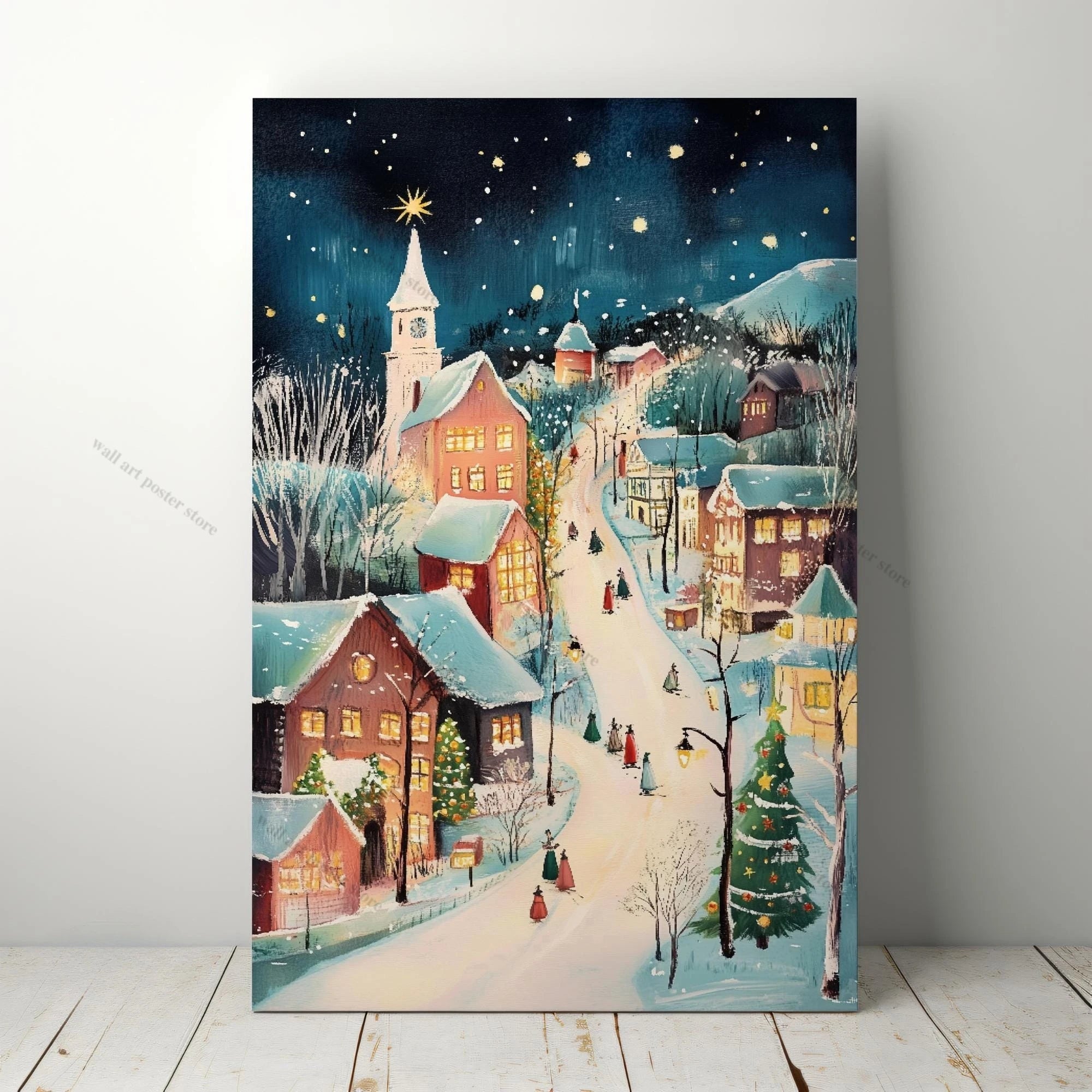 Winter Town Holiday Printable Wall Art