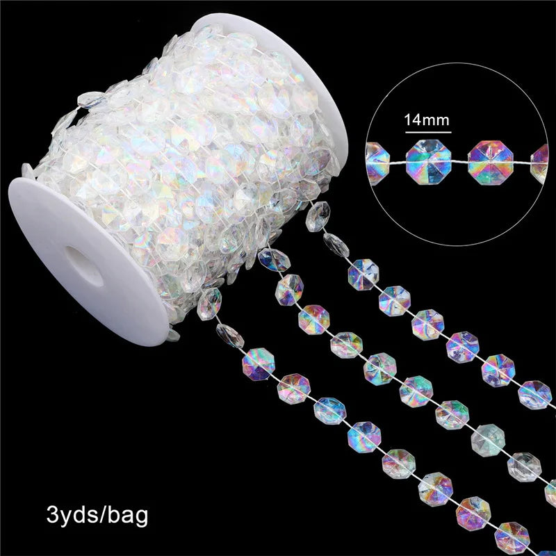 2025 Christmas Decoration Bead String Clear Colored Round Diamond Scale Shape Bead String For Wedding Valentine's Thanksgiving