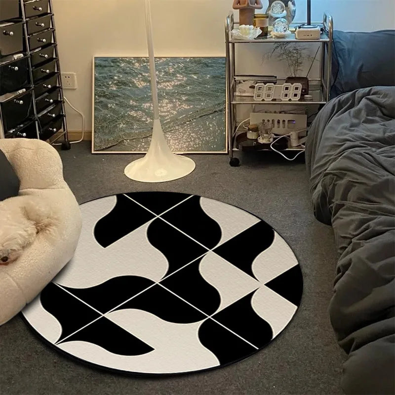 VIKAMA Record Music Cd Carpet Round Game Chair Floor Mat Room Decorated Living Room Lounge Large Area Non-Slip Carpet