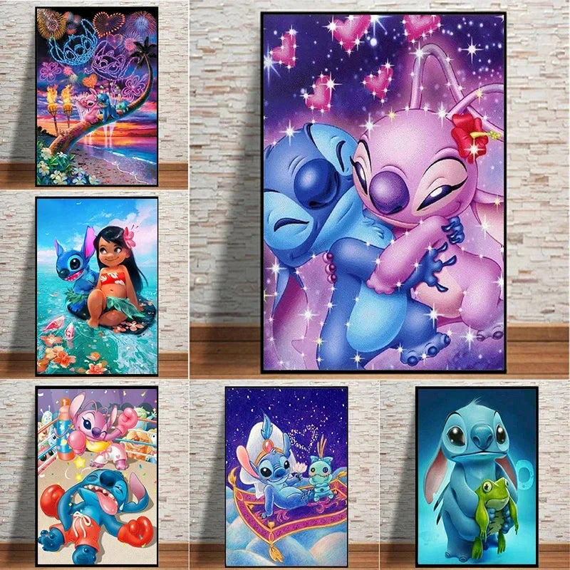 Disney Anime Canvas Painting Wall Art Cartoo Lilo & Stitch  Stitch& Angel Pictures On Canvas Posters And Prints Home Decor Mural