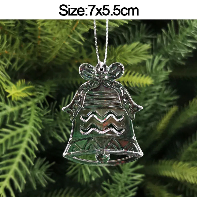 5pcs 2026 Christmas Decoration Crystal Acrylic Ornament Snowflake Elk Snowman Bow Christmas Tree Hanging Pendant New Year Kerst