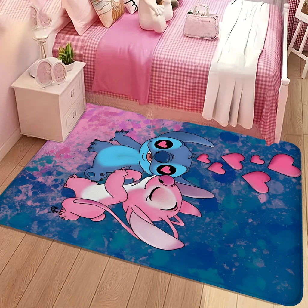 MINISO Disney Cartoon S-titch Angel Area Rug Vibrant Pink Soft Polyester Mat for Bedroom 추세 Living Room or Home Office Decor