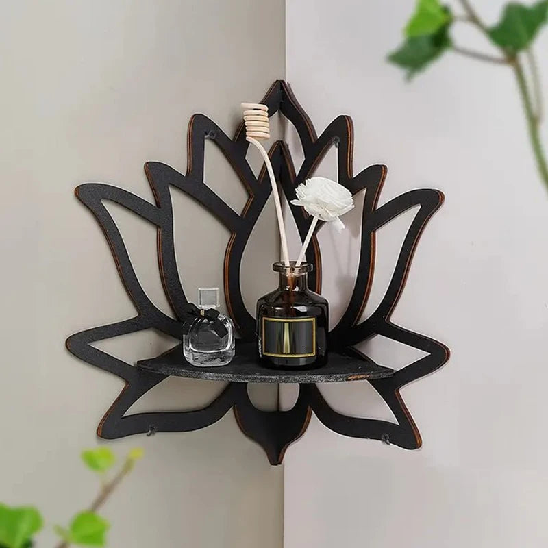 Wooden Lotus Wall Shelf