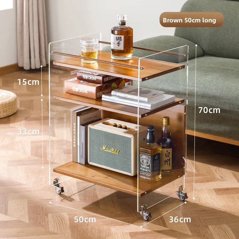 Creative sofa side table bedside shelf trolley simple ins movable small apartment coffee table
