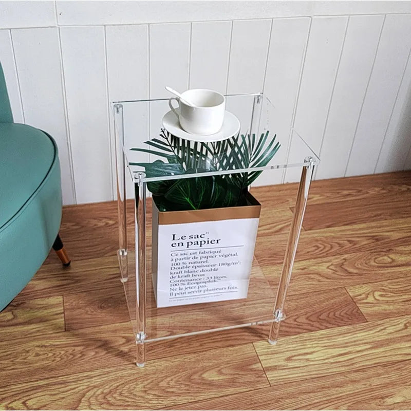 Acrylic living room side table wholesale plexiglass display stand high transparent office coffee table