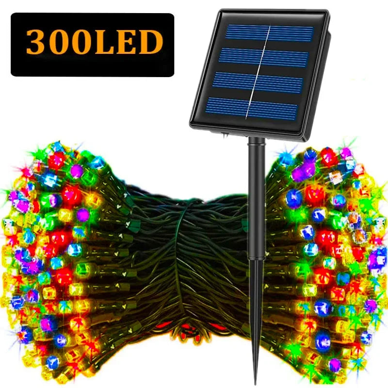 LED Solar String Lights 30/100/300LED 8 Modes Solar Powered Xmas Outdoor Lights Waterproof Starry Christmas Fairy Lights