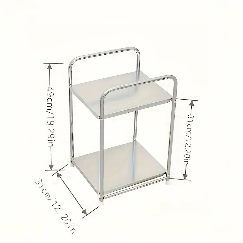 Modern 2-Tier Metal Storage Rack - Versatile Side Table & Bedside Organizer, Contemporary Display Stand for Home Decor