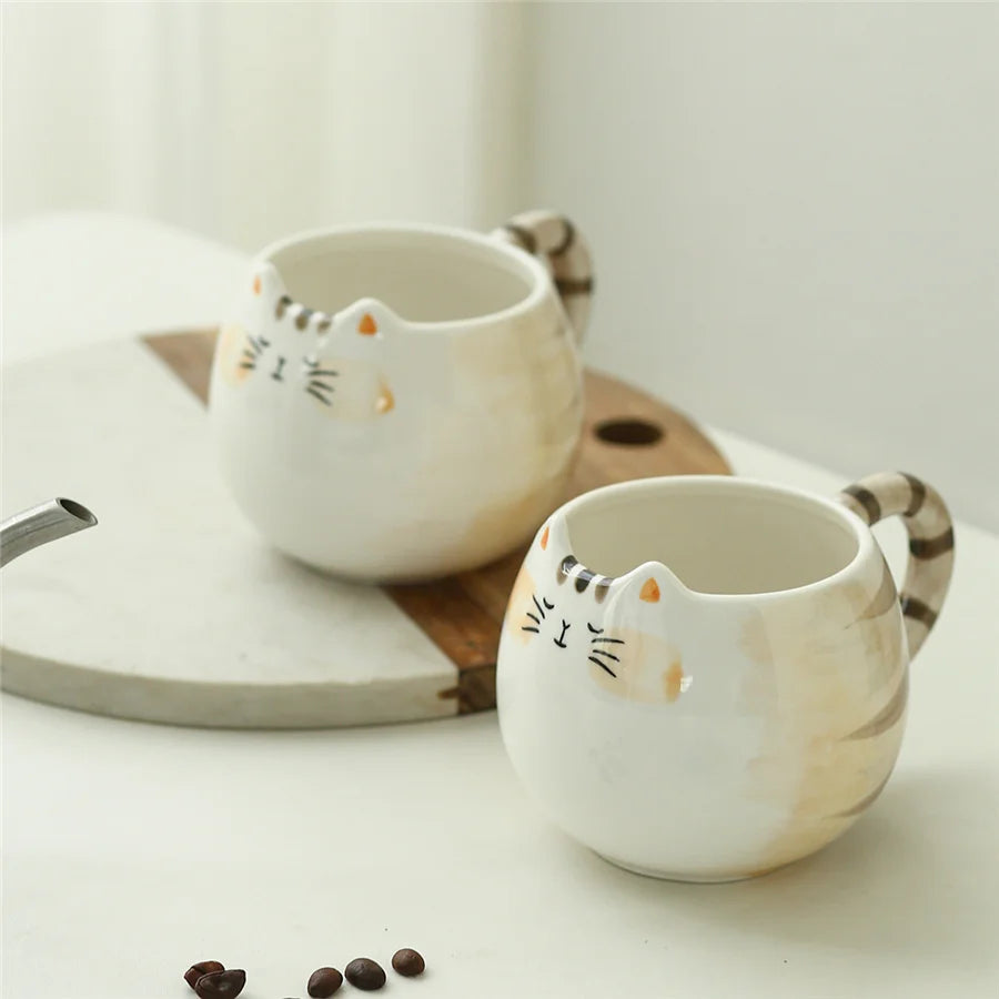 1pc cute ceramic cup, cat shaped mug