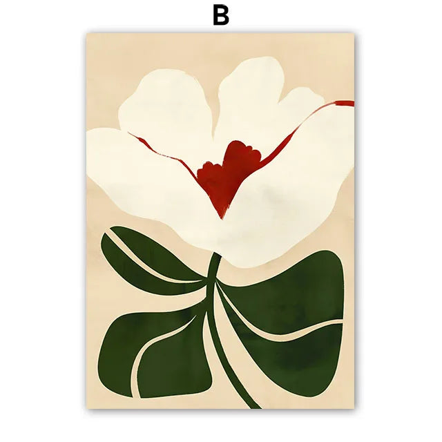 Red Striped Girl Flower Cat Coffee Abstract Posters And Prints Wall Art