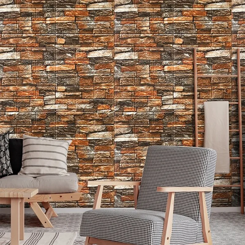 Various 3D Faux Brick Self Adhesive Vinyl Wallpaper Soft Foam Material Wall Stickers for Kitchen Bedroom Living Room Decoration