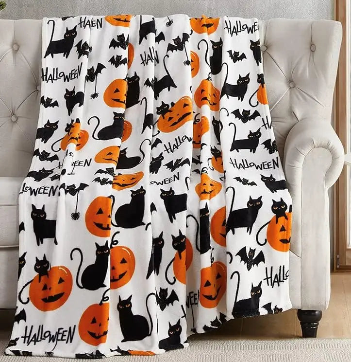 Halloween Black Bats Flannel Blanket