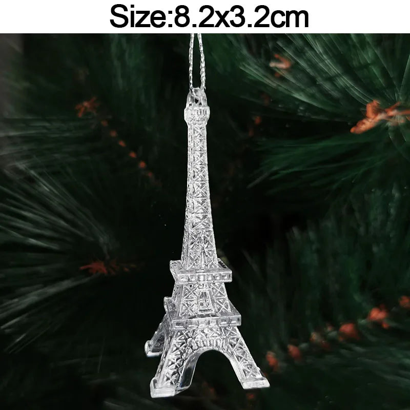 5pcs 2026 Christmas Decoration Crystal Acrylic Ornament Snowflake Elk Snowman Bow Christmas Tree Hanging Pendant New Year Kerst