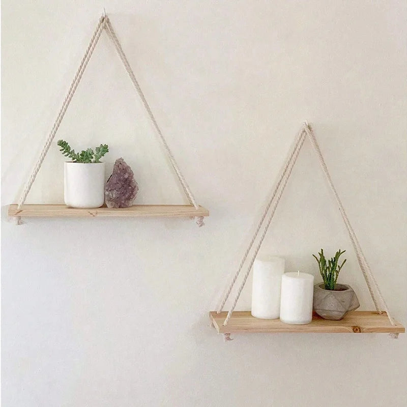 Floating Wooden Wall Shelf for Plants & Decor