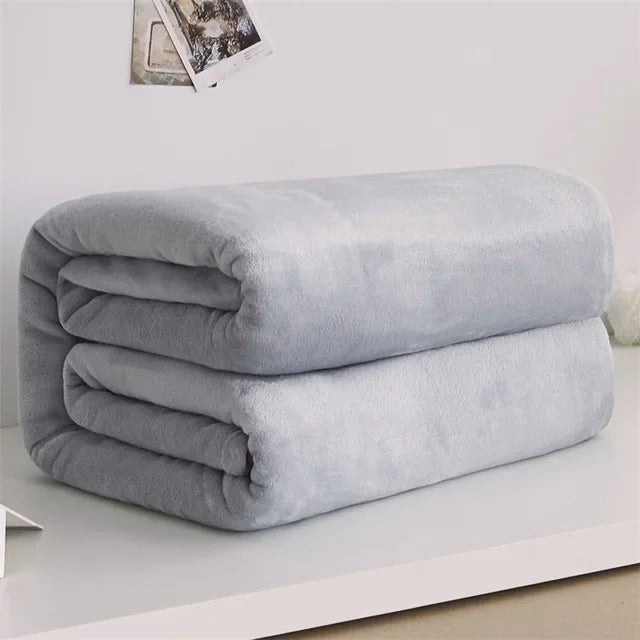 Coral Fleece Flannel Blankets For Beds 230gsm Solid Color Soft Warm Mink Throw Thin Bedspread Sofa Cover Faux Fur Plaid Blanket