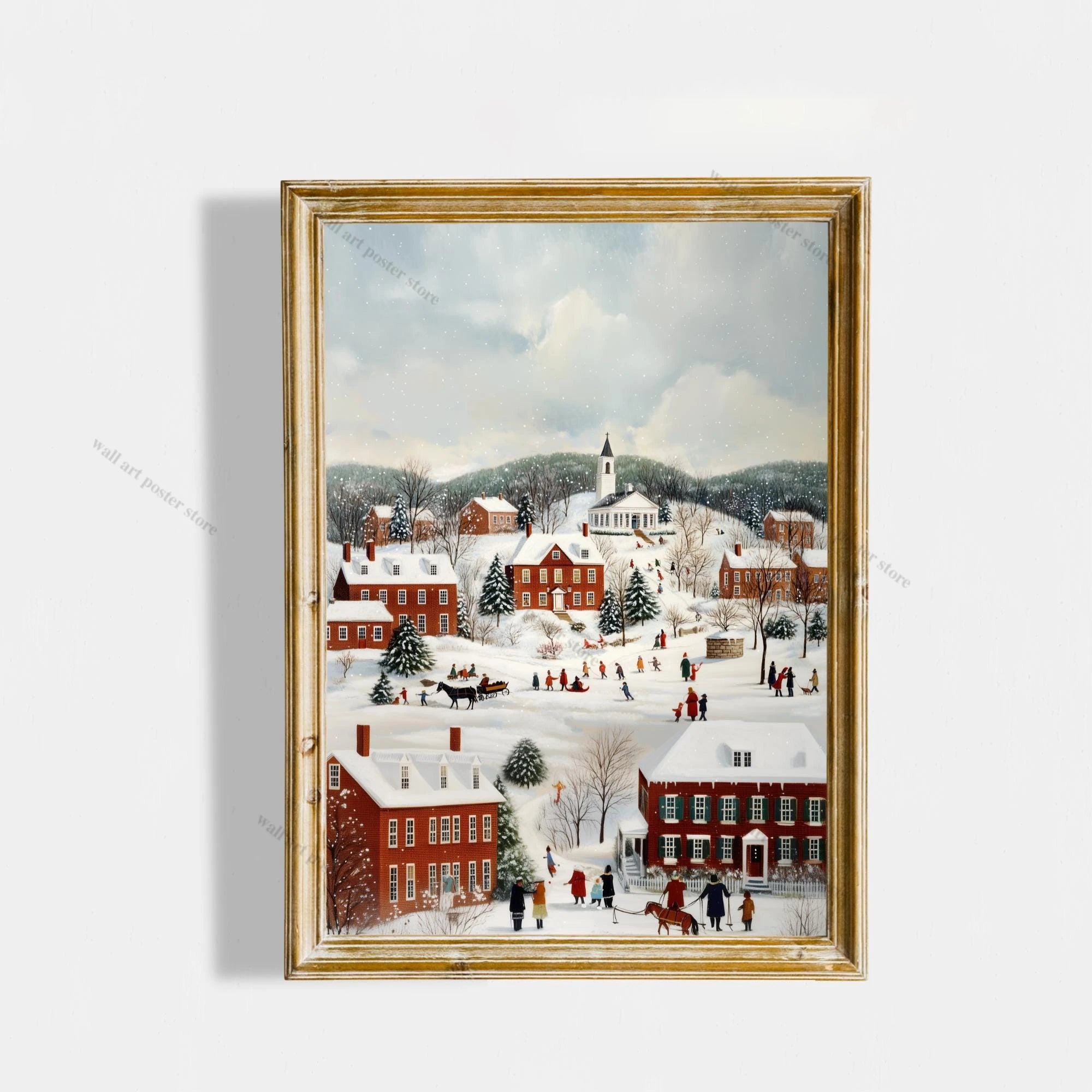 Winter Town Holiday Printable Wall Art
