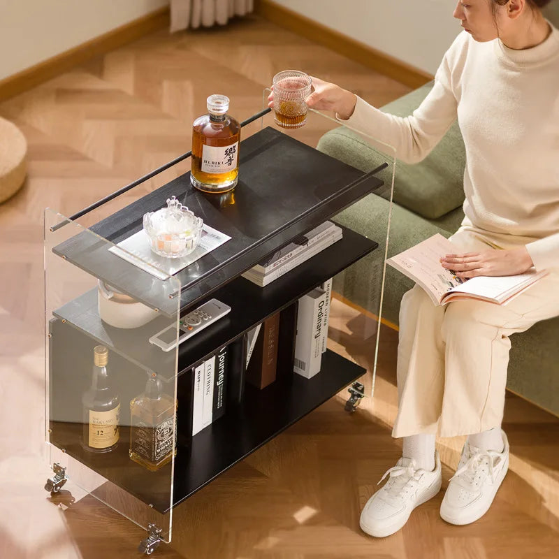 Creative sofa side table bedside shelf trolley simple ins movable small apartment coffee table