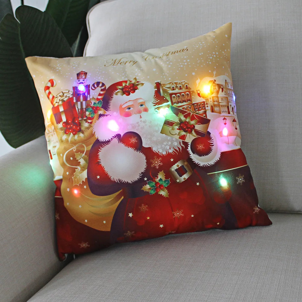 Christmas Decoration LED Pillowcase 45cm Pillow Cushion Cover with Lights New Year Decor Christmas Decorations for Home