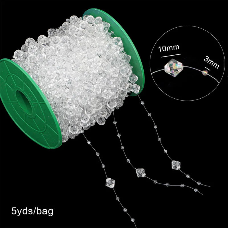 2025 Christmas Decoration Bead String Clear Colored Round Diamond Scale Shape Bead String For Wedding Valentine's Thanksgiving
