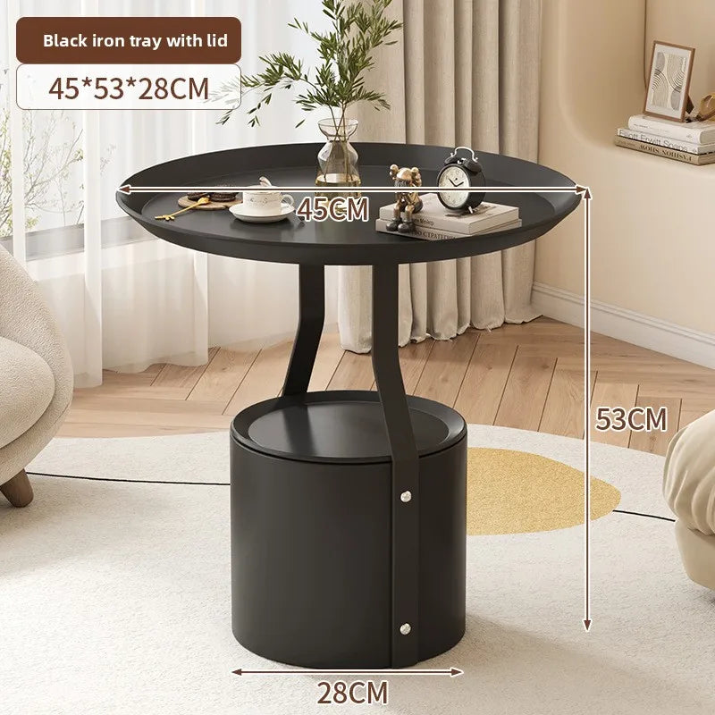 Coffee table light luxury rock slab round sofa side few bedrooms bedside small table balcony small round table