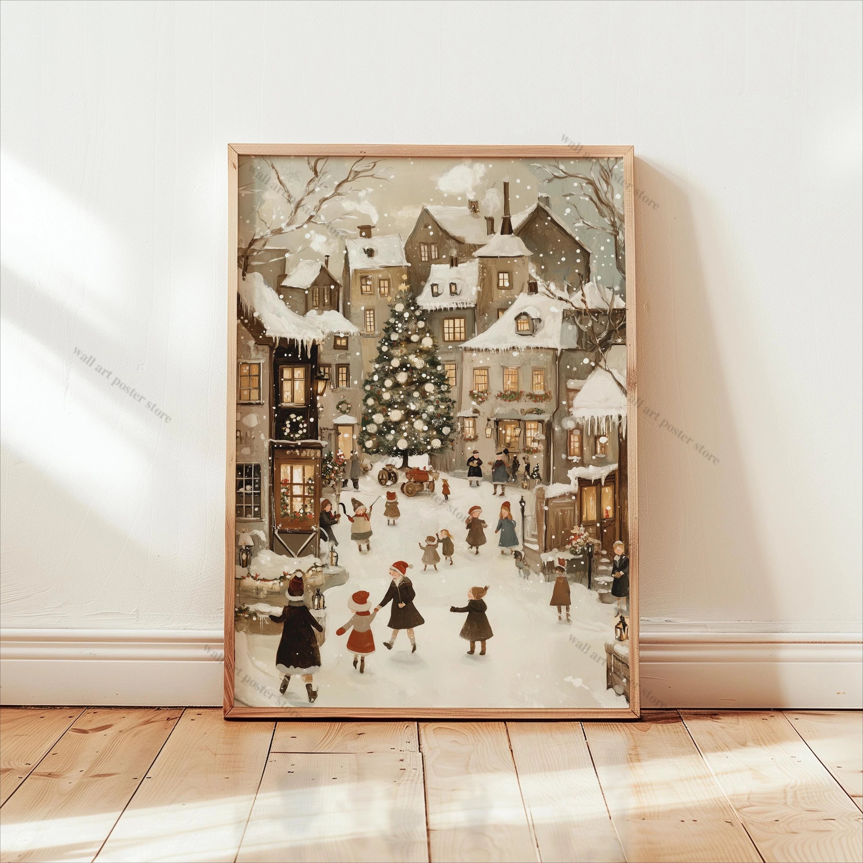 Winter Town Holiday Printable Wall Art