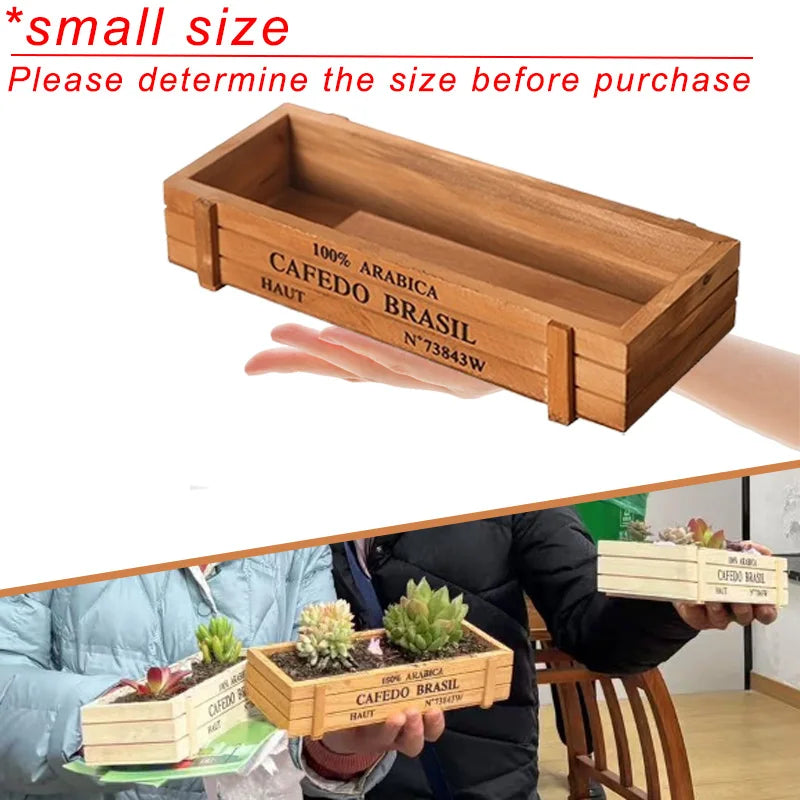 Retro Garden Plant Pot Vintage Wooden Storage Box for Sundries Stationery Pen Box Succulents Flower Pots Balcony Home Decoration