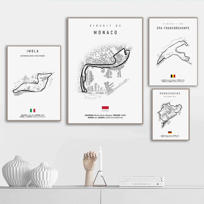 Classic Formula 1 Tracks Wall Art