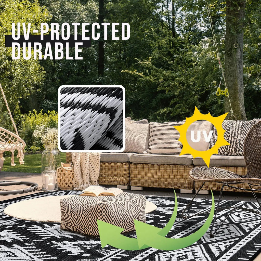 Kitinjoy Outdoor Rugs Waterproof Reversible Outdoor Plastic Straw Rugs Boho PatioIndoor Carpets RV Mat For Family Camp Picnic