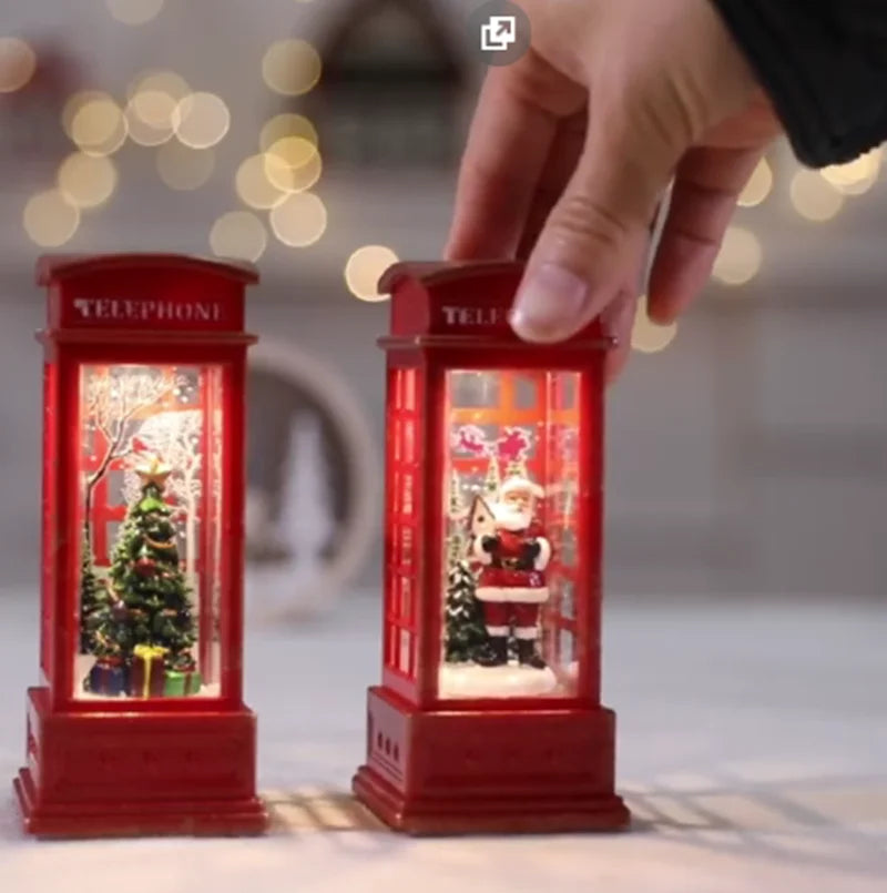 2025 Christmas Phone Booth Lights Santa Claus Snowman Gifts Window Scene Ornament Christmas Party Decortion Xmas Party Home 2025