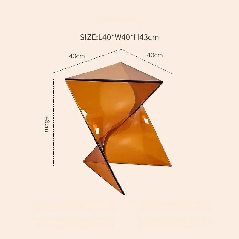 Transparent Geometric Coffee Table, Minimalist Designer Corner Table, Acrylic Sofa, Living Room