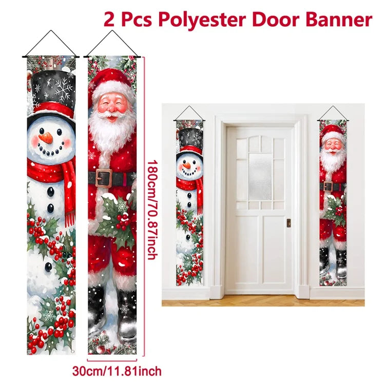 Christmas Hanging Door Banner Merry Christmas Decoration for Home 2025 Xmas Door Decor Navidad Notal Noel Ornament New Year 2026