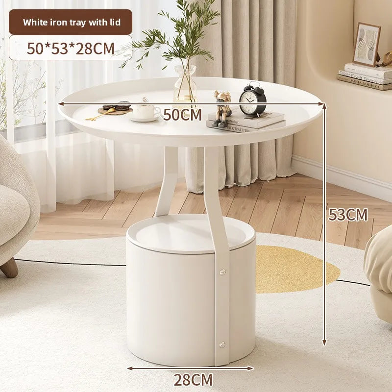 Coffee table light luxury rock slab round sofa side few bedrooms bedside small table balcony small round table
