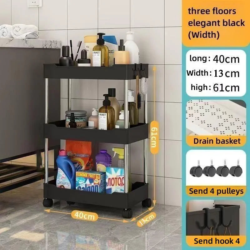 Narrow Rolling Storage Shelf