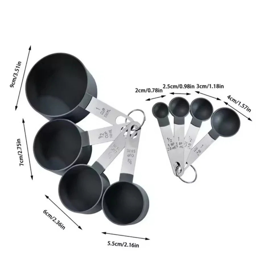 8PCS/set Stainless Steel Measuring Cup and Spoon Set with Scale for Accurate Baking and Cooking Grain Dessert Measuring Tools
