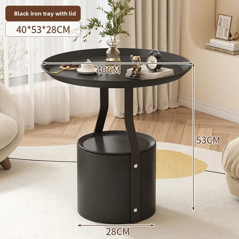Coffee table light luxury rock slab round sofa side few bedrooms bedside small table balcony small round table