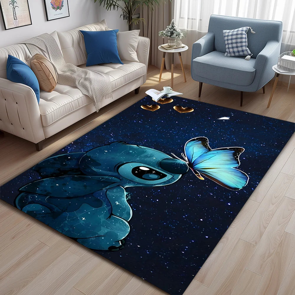 MINISO Disney Cartoon S-titch Angel Area Rug Vibrant Pink Soft Polyester Mat for Bedroom 추세 Living Room or Home Office Decor