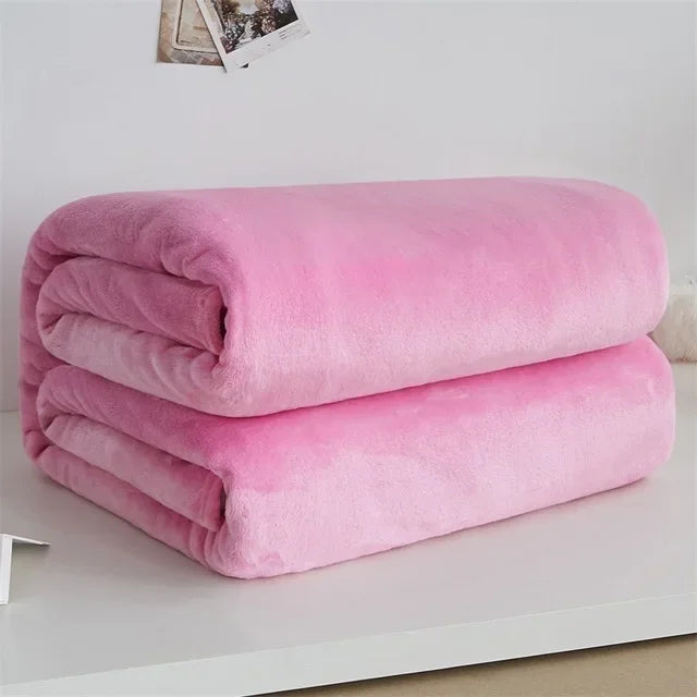 Coral Fleece Flannel Blankets For Beds 230gsm Solid Color Soft Warm Mink Throw Thin Bedspread Sofa Cover Faux Fur Plaid Blanket
