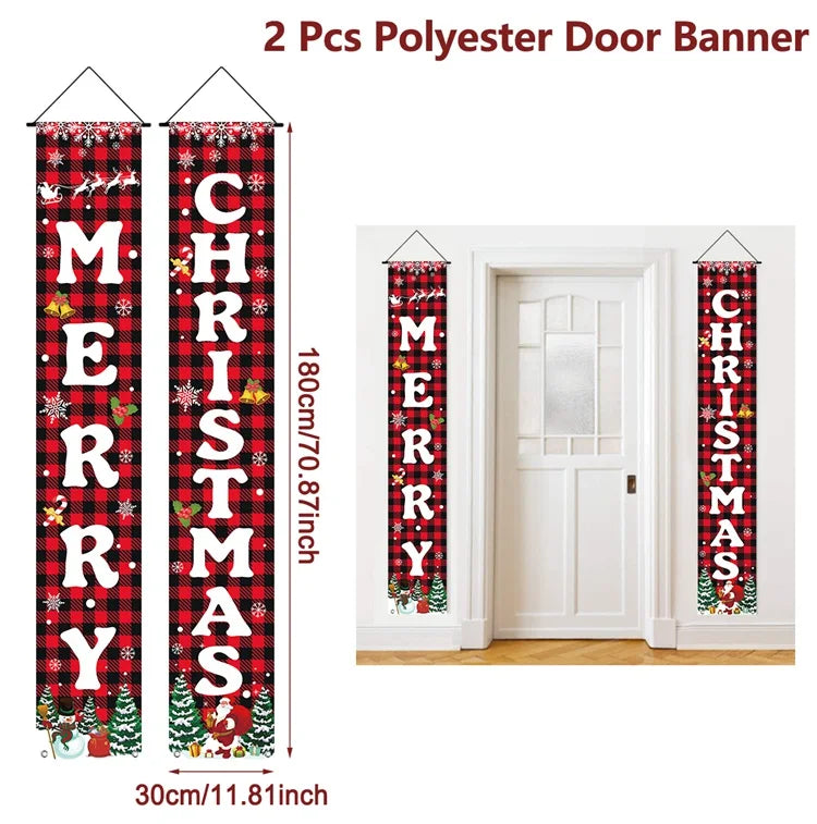Christmas Hanging Door Banner Merry Christmas Decoration for Home 2025 Xmas Door Decor Navidad Notal Noel Ornament New Year 2026