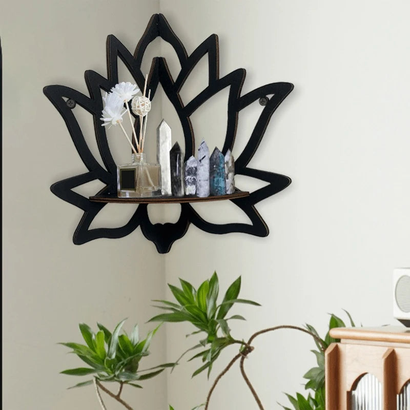 Wooden Lotus Wall Shelf