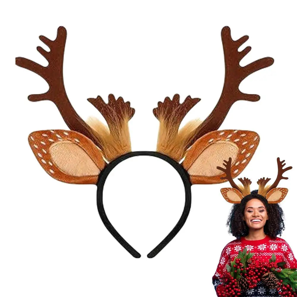 Reindeer Headband Adult Cute Realistic Deer Antlers Headband Animal Ears Headband For Cosplay Deer Costume Christmas Accessories