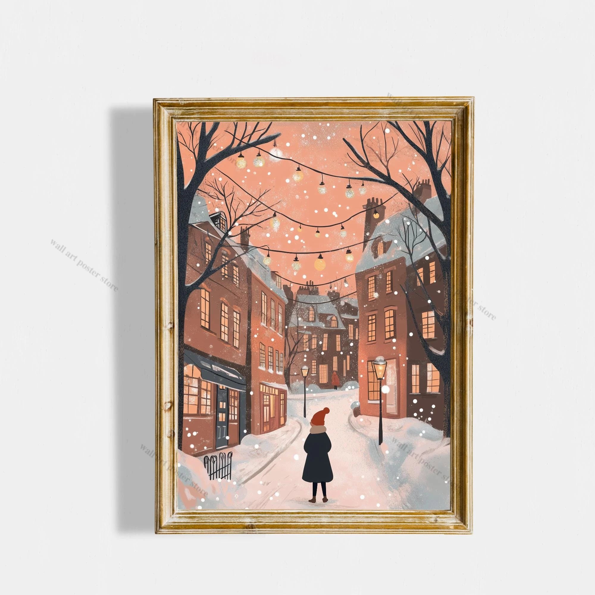 Winter Town Holiday Printable Wall Art