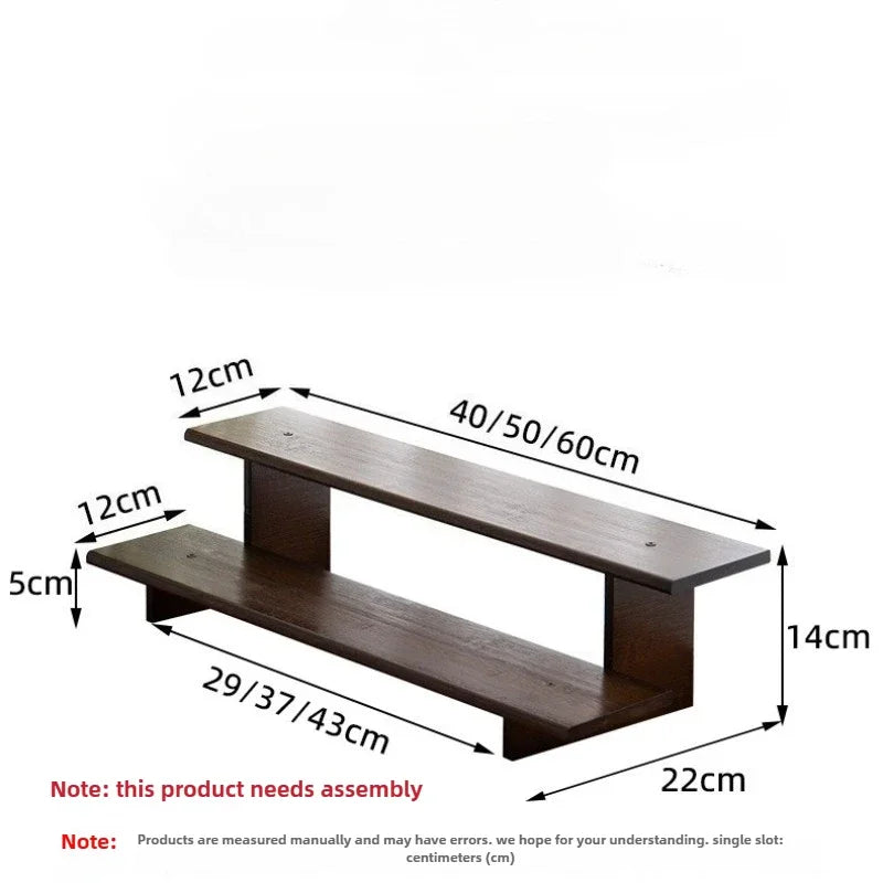 Desktop tea cup rack, small desktop bookcase, solid wood tea set, teapot, tea canister, stationery box, storage and shelving rac