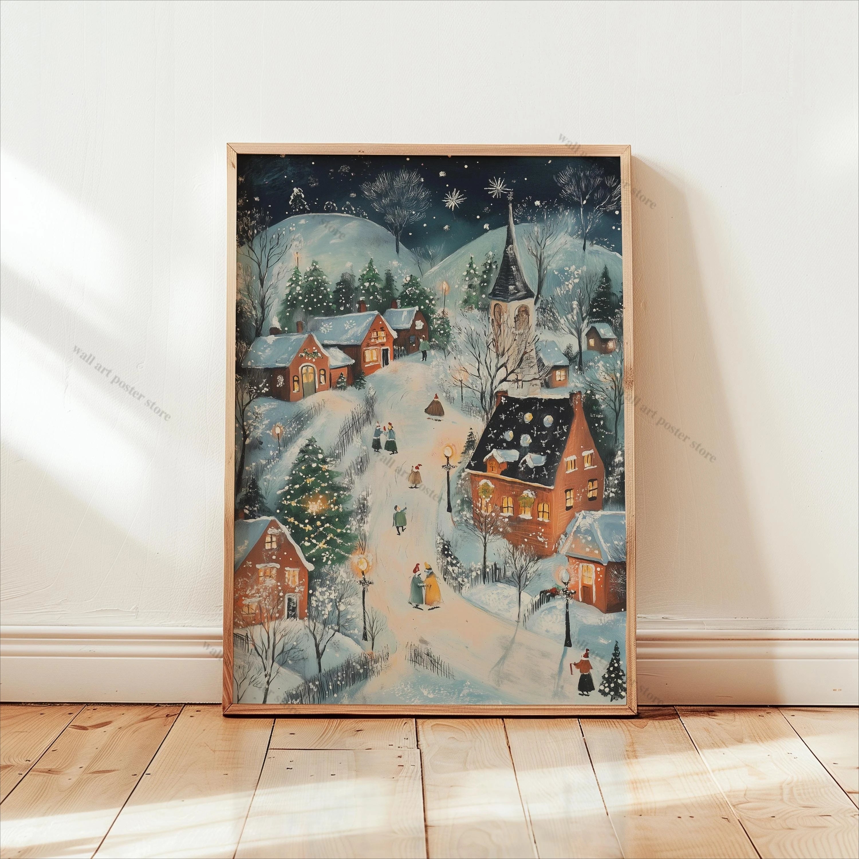 Winter Town Holiday Printable Wall Art