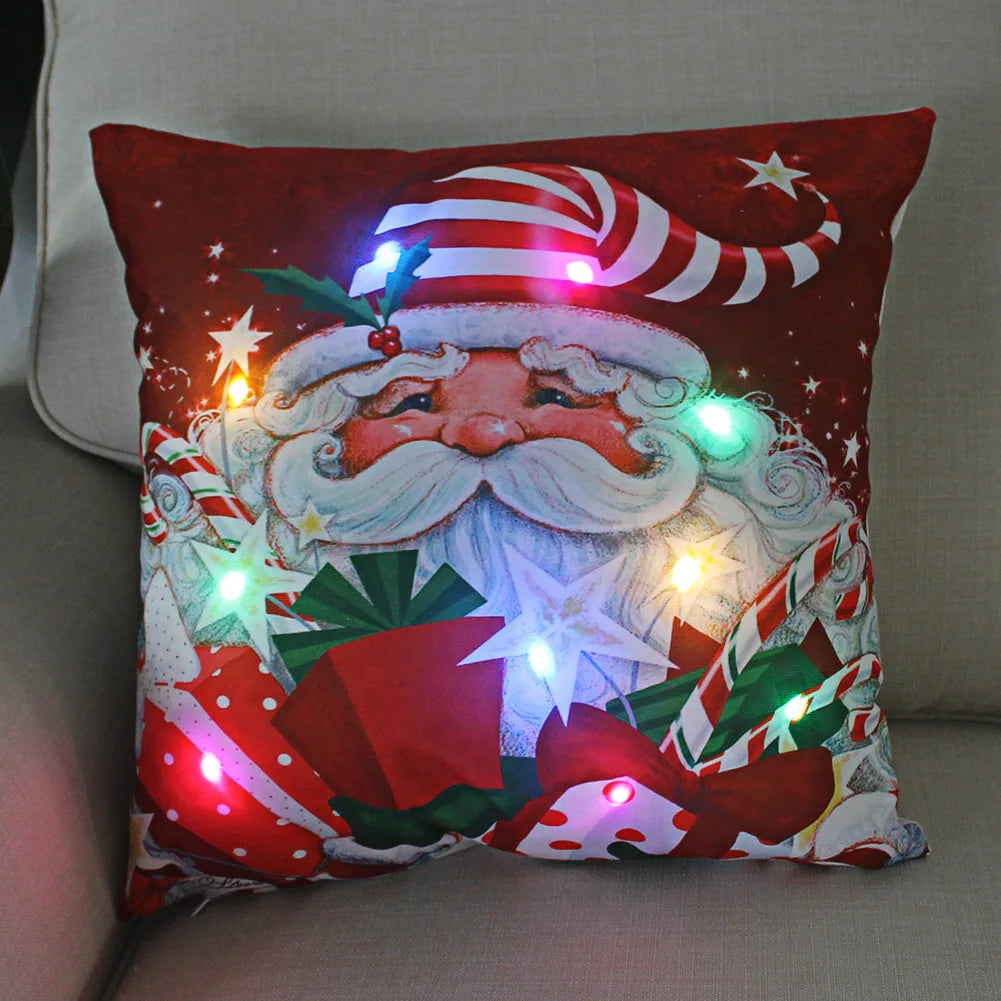 Christmas Decoration LED Pillowcase 45cm Pillow Cushion Cover with Lights New Year Decor Christmas Decorations for Home